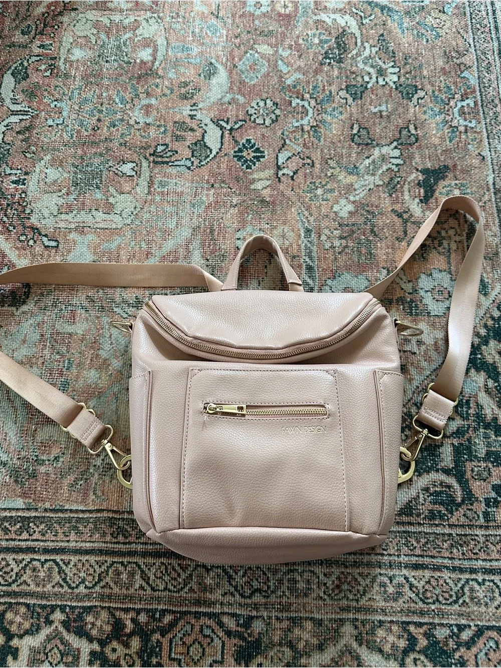 Fawn Design Blush Pink Convertible Baby Bag Backpack